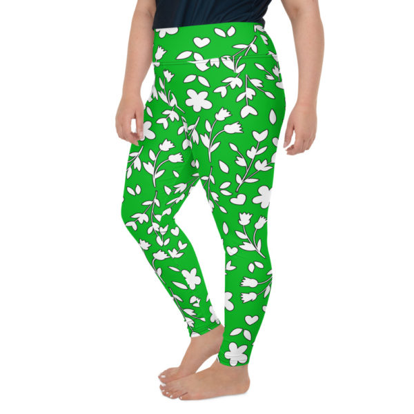 plus size green floral leggings