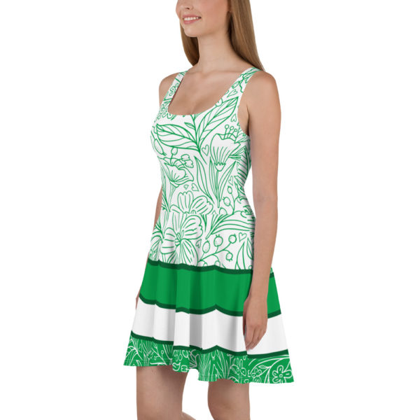 green skater dress