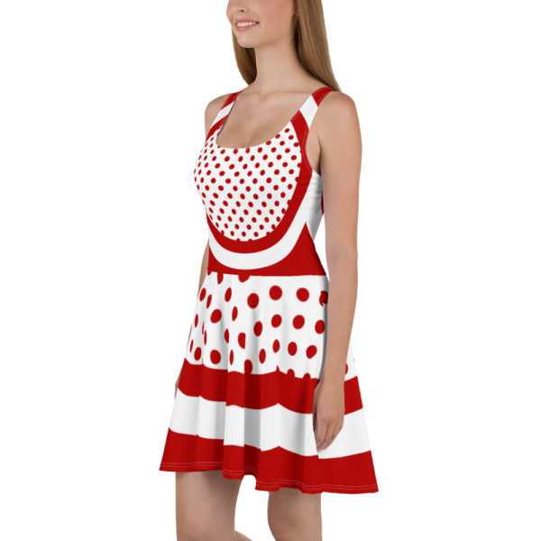red polka dot skater dress