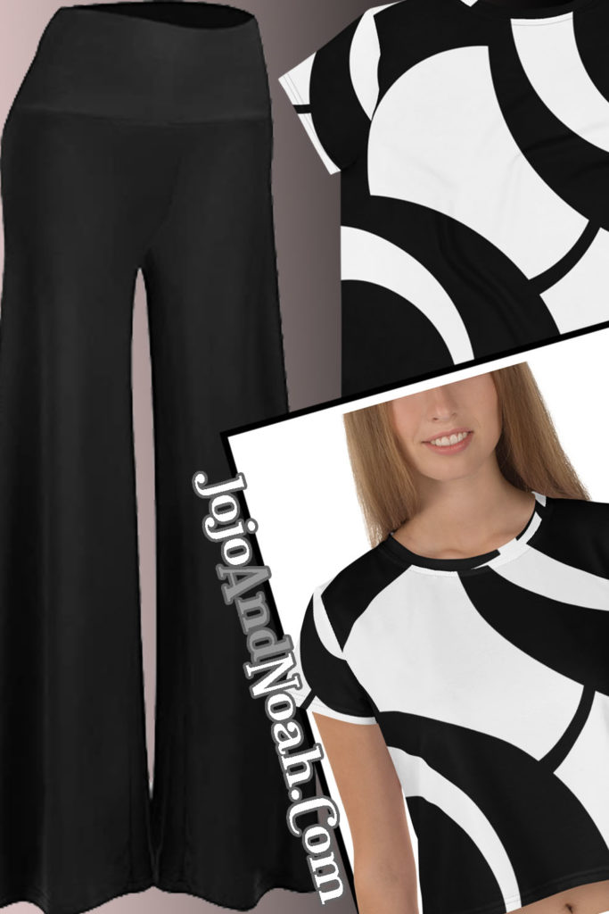 BlackAndWhiteOutfit PalazzoPantsAndCropTop