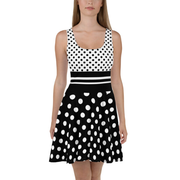 black with white polka dots dress