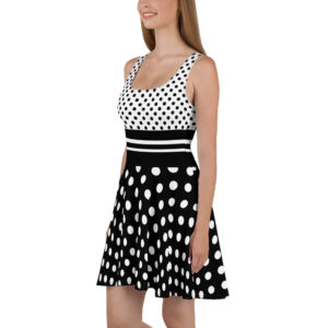 black with white polka dots dress