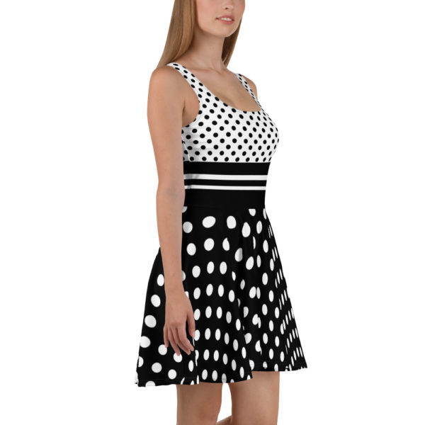 black with white polka dots dress