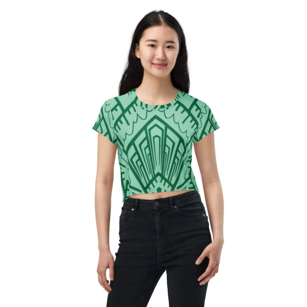 green crop shirt