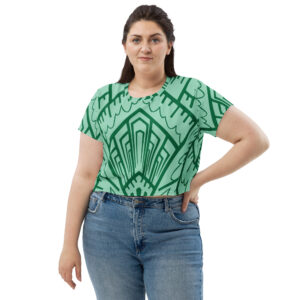 green crop shirt