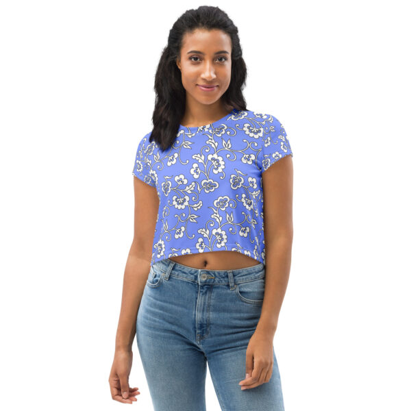 blue floral crop top