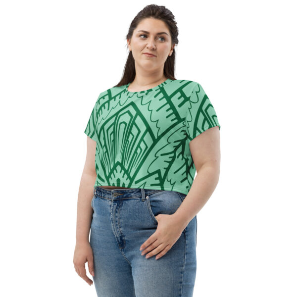 green crop shirt