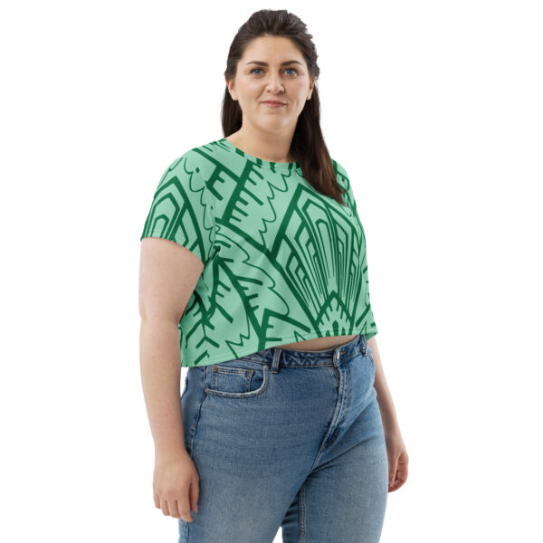 green crop shirt