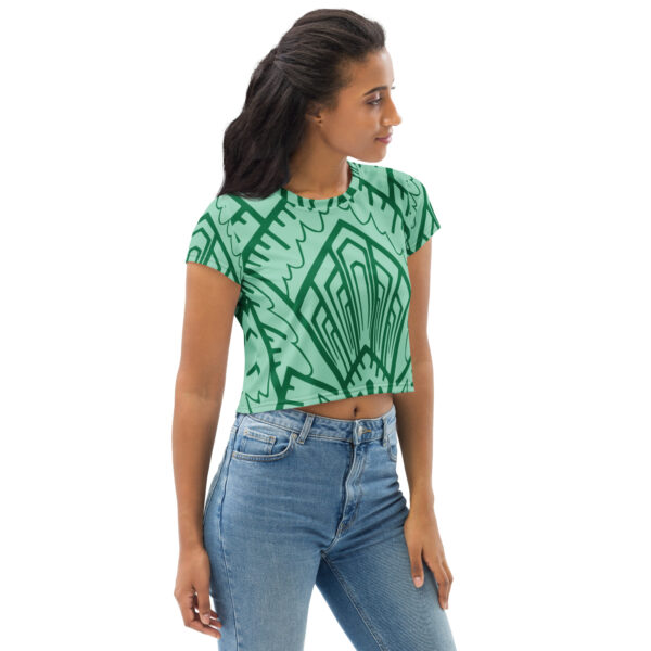 green crop shirt