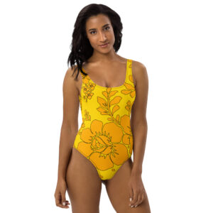 yellow one piece swimsuit